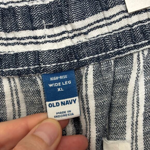 NWT Old Navy High Waisted Striped Wide Leg Linen Cotton Pants - Size XL - Picture 7 of 9